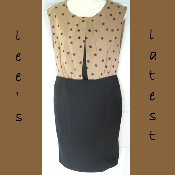 THML by Anthropologie Sleek Sophisticated Mixed Fabric Polka Dot Dress M - Picture 1 of 7